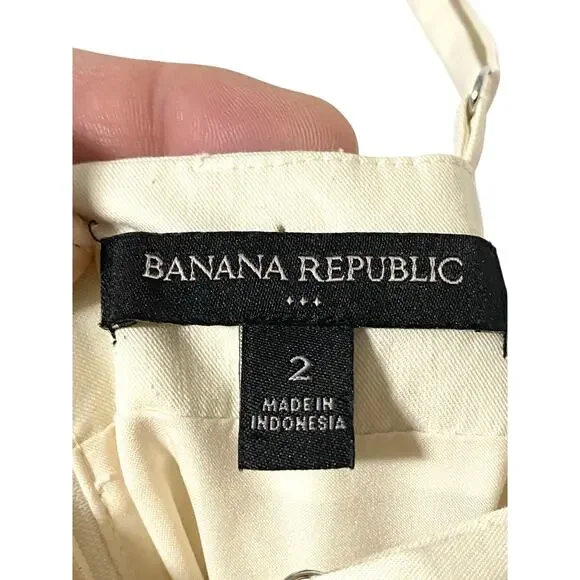 Banana Republic Cream Halter Midi Button Sheath Dress 2 Summer Coastal Boho Chic - Picture 7 of 9